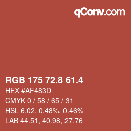 カラーコード: RGB 175 72.8 61.4 | qconv.com