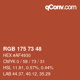 カラーコード: RGB 175 73 48 | qconv.com