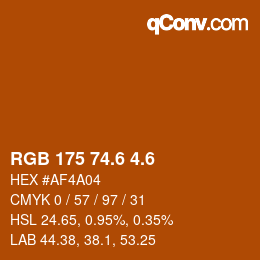 カラーコード: RGB 175 74.6 4.6 | qconv.com