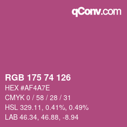 カラーコード: RGB 175 74 126 | qconv.com