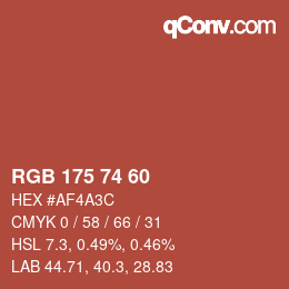Color code: RGB 175 74 60 | qconv.com