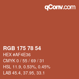Color code: RGB 175 78 54 | qconv.com