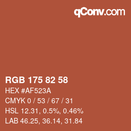 カラーコード: RGB 175 82 58 | qconv.com