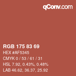 カラーコード: RGB 175 83 69 | qconv.com