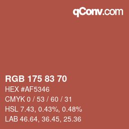 Color code: RGB 175 83 70 | qconv.com