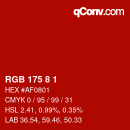 カラーコード: RGB 175 8 1 | qconv.com