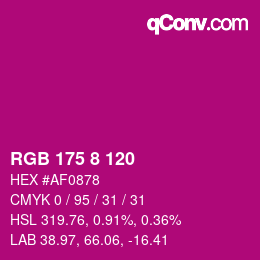 カラーコード: RGB 175 8 120 | qconv.com