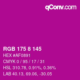 カラーコード: RGB 175 8 145 | qconv.com
