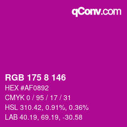 Color code: RGB 175 8 146 | qconv.com
