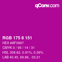 Color code: RGB 175 8 151 | qconv.com