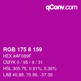 Color code: RGB 175 8 159 | qconv.com