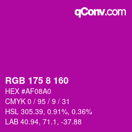 カラーコード: RGB 175 8 160 | qconv.com