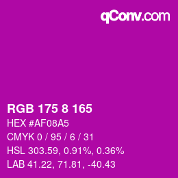 Color code: RGB 175 8 165 | qconv.com