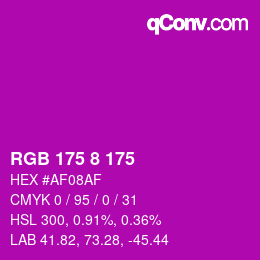 Color code: RGB 175 8 175 | qconv.com
