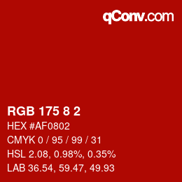 カラーコード: RGB 175 8 2 | qconv.com