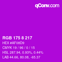 Color code: RGB 175 8 217 | qconv.com
