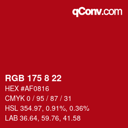 Color code: RGB 175 8 22 | qconv.com