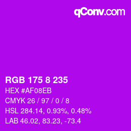 Color code: RGB 175 8 235 | qconv.com