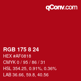 Color code: RGB 175 8 24 | qconv.com