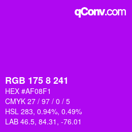 カラーコード: RGB 175 8 241 | qconv.com