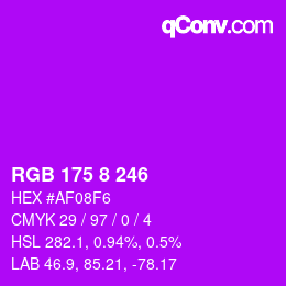 Color code: RGB 175 8 246 | qconv.com