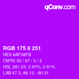 カラーコード: RGB 175 8 251 | qconv.com