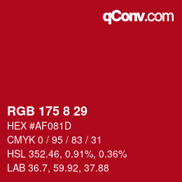 Color code: RGB 175 8 29 | qconv.com