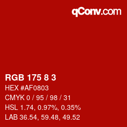 カラーコード: RGB 175 8 3 | qconv.com