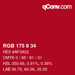 Color code: RGB 175 8 34 | qconv.com