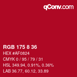 Color code: RGB 175 8 36 | qconv.com