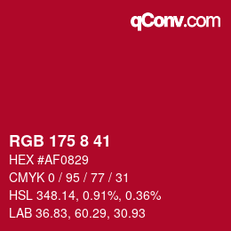 Color code: RGB 175 8 41 | qconv.com