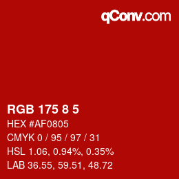 カラーコード: RGB 175 8 5 | qconv.com