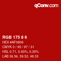 Color code: RGB 175 8 6 | qconv.com