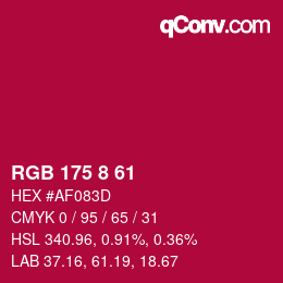 カラーコード: RGB 175 8 61 | qconv.com