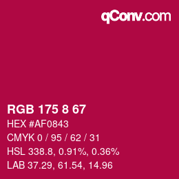 Color code: RGB 175 8 67 | qconv.com