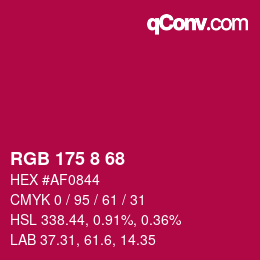 Color code: RGB 175 8 68 | qconv.com