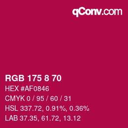 Color code: RGB 175 8 70 | qconv.com