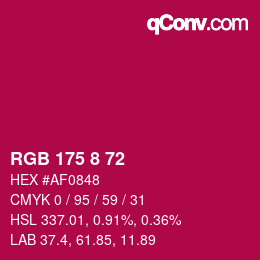 Color code: RGB 175 8 72 | qconv.com