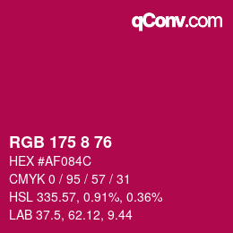 Color code: RGB 175 8 76 | qconv.com