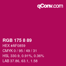 Color code: RGB 175 8 89 | qconv.com