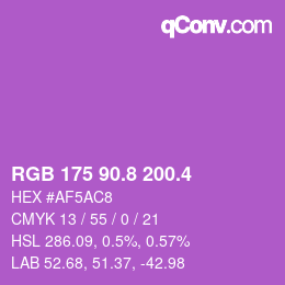 カラーコード: RGB 175 90.8 200.4 | qconv.com