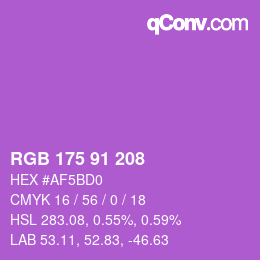 カラーコード: RGB 175 91 208 | qconv.com
