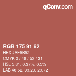 Color code: RGB 175 91 82 | qconv.com