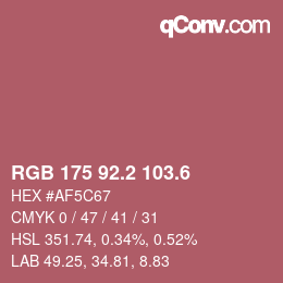 カラーコード: RGB 175 92.2 103.6 | qconv.com