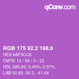 カラーコード: RGB 175 92.2 198.6 | qconv.com
