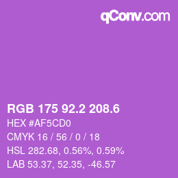 カラーコード: RGB 175 92.2 208.6 | qconv.com