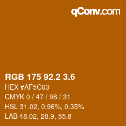 カラーコード: RGB 175 92.2 3.6 | qconv.com