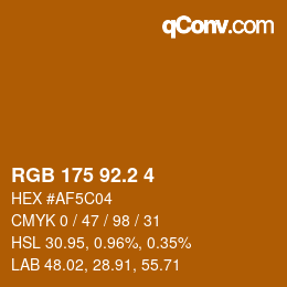 カラーコード: RGB 175 92.2 4 | qconv.com
