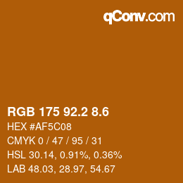 カラーコード: RGB 175 92.2 8.6 | qconv.com