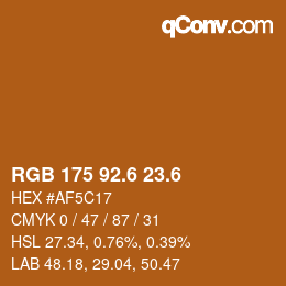 カラーコード: RGB 175 92.6 23.6 | qconv.com
